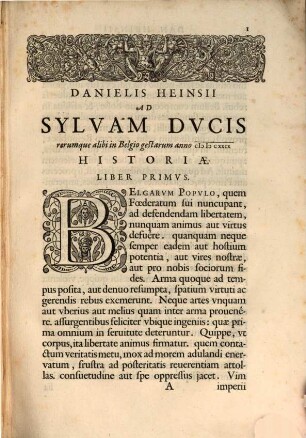 Dan. Heinsii Rerum ad Sylvam-Ducis atque alibi in Belgio aut a Belgis anno 1629 gestarum historia : mit Titelkupfer u. 8 anderen