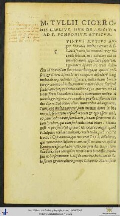 Marci Tullii Ciceronis Laelius Sive De Amicitia Ad Titum Pomponium Atticum