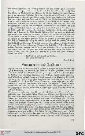Humanismus und Realismus