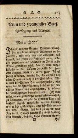 Neun und zwanzigster Brief.