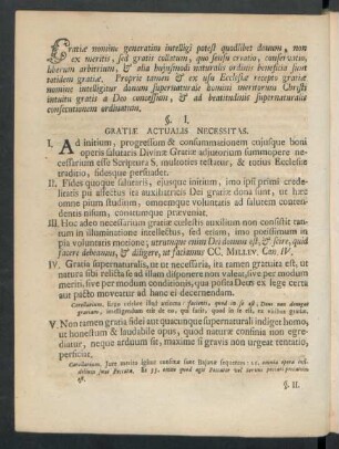 §. I. Gratiae Actualis Necessitas