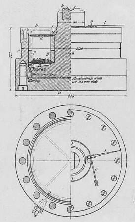 Meßdose nach Martens, Schema : Technikgeschichte | Stoffkunde und Materialprüfung | Materialprüfung | Metallprüfung | Zug- und Druckfestigkeit
