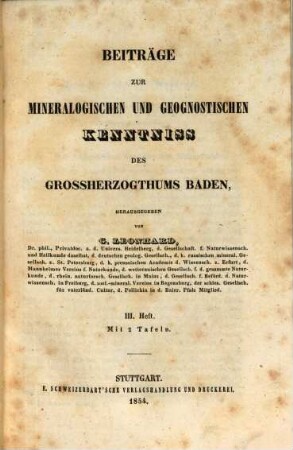 Beiträge zur mineralogischen und geognostischen Kenntniss des Grossherzogthums Baden, 3