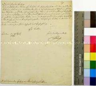 Brief von Friedrich II. König von Preußen an Karl II. Herzog von Braunschweig betreffend Einsatz des invaliden Leutnants von Wedell auf den gewünschten Posten