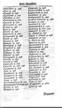 Ortsregister Mömpelgard