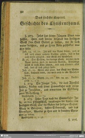 Das sechste Kapitel. Geschichte des Christenthums