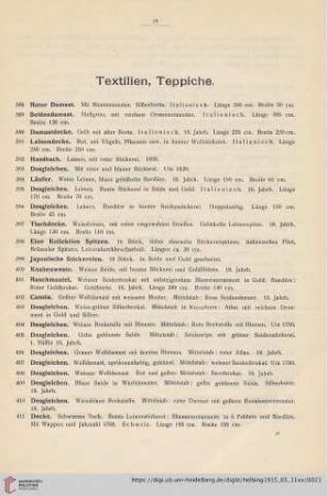 Textilien, Teppiche (Nr. 388-420)