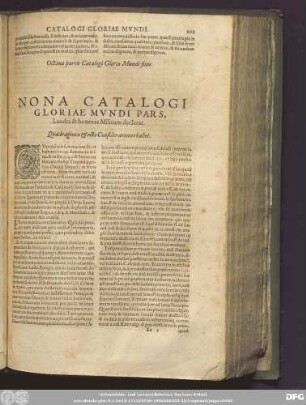 Nona Catalogi Gloriae Mundi Pars ...