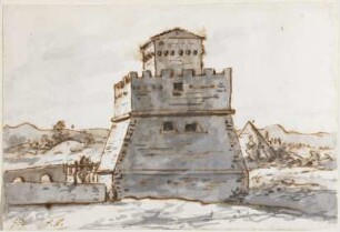 Landschaft mit Festungsturm in der Umgebung von Rom