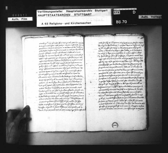 Schreiben Markgraf Georg Friedrichs von Brandenburg wegen einiger aufgefangener Schreiben, aus denen die Absichten der Katholiken zur Bekriegung der Evangelischen zu ersehen.