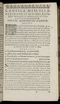 Cautelae Miscellaneae In Contractibus Aliisque Negotiis Privatis Et Publicis Adhibendae, Ordine Alphabetico Digestae
