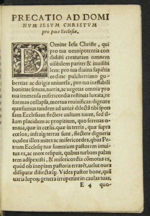 Precatio Ad Dominum Iesum Christum pro pace Ecclesiae.