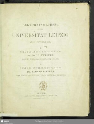 1900/01: Rektoratswechsel an der Universität Leipzig