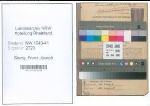 Entnazifizierung Franz Joseph Sinzig , geb. 02.03.1915 (Polizist)