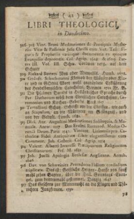 Libri Theologici, In Duodecimo