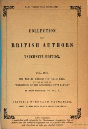 On Both Sides of the Sea: A Story of the Commonwealth and the Restoration : By the Author of "Chronicles of the Schönberg-Cotta Family". In 2 Volumes, II = 6