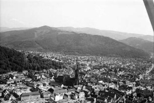Freiburg: Freiburg Gesamtbild, Stadtmitte von Nordwesten mit Münster und Bergen