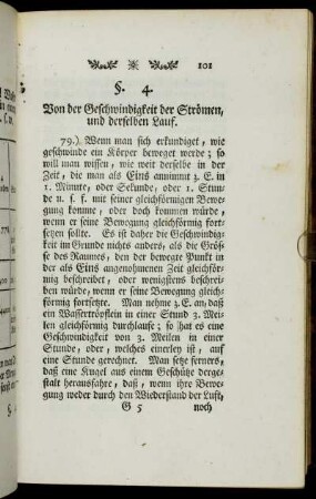 §. 4. Von der Geschwindigkeit der Strömen, und derselben Lauf.