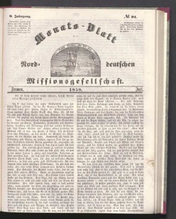 8. Jahrgang. N° 91. Bremen. 1858. Juli