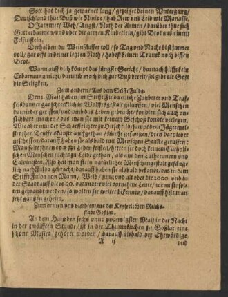 Zum dritten und vierdten/ aus der Keyserlichen Reichsstadt Goßlar.