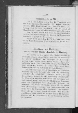 Amtshäuser und Herbergen der ehemaligen Handwerkerzünfte in Hamburg.
