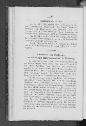 Amtshäuser und Herbergen der ehemaligen Handwerkerzünfte in Hamburg.