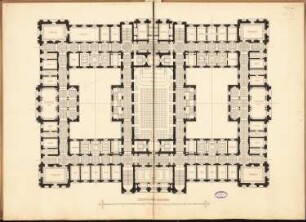 Hochschule für Musik, Berlin Schinkelwettbewerb 1890: Grundriss oberes Hauptgeschoss