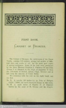 First room. Cabinet of Bronzes