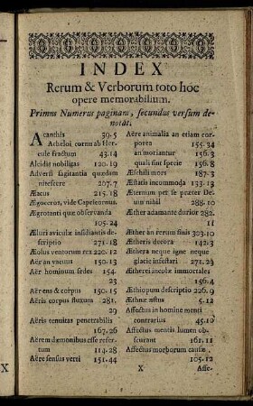 Index Rerum & Verborum toto hoc opere memorabilium.