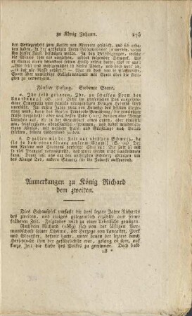 Anmerkungen zu König Richard dem zweiten.