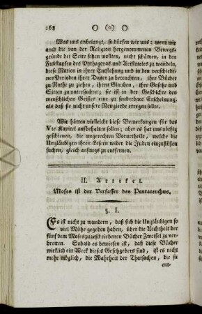 II. Artikel. Moses ist der Verfasser des Pentateuchus.