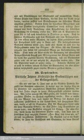 10. September. Rückkehr Johann Friedrich's des Grossmüthigen aus der Gefangenschaft