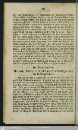 10. September. Rückkehr Johann Friedrich's des Grossmüthigen aus der Gefangenschaft