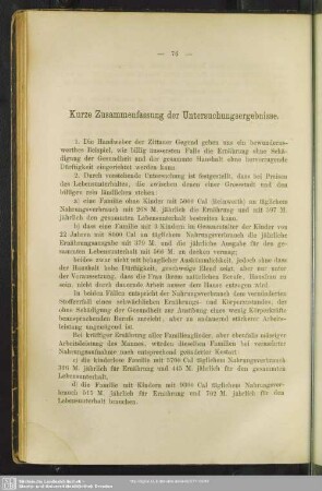 Kurze Zusammenfassung der Untersuchungsergebnisse