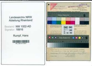 Entnazifizierung Hans Rumpf, geb. 30.03.1909 (Verw.Angest.)