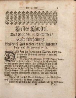 Erstes Capitel. Das Fest Mariae Liechtmeß, ...