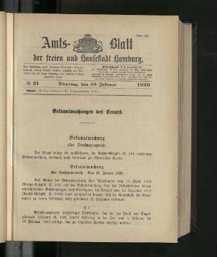 No. 31, 10. Februar 1920