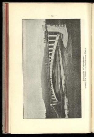 Betonbrücke bei Neckarhausen. Spannweite 50 m, Pfeilhöhe 4,5 m, Gewölbebepressung 40 kg/qcm.