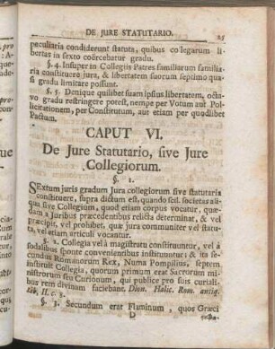 Caput VI. De Jure Statuario, sive Jure Collegiorum.