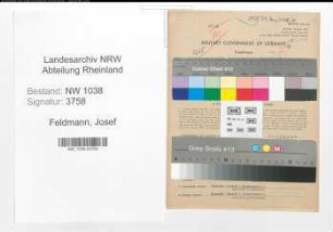 Entnazifizierung Josef Feldmann , geb. 04.03.1912 (Ingenieur)