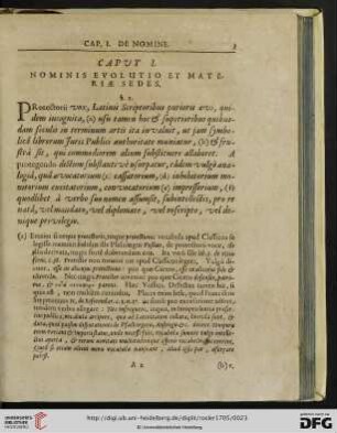 Caput I: Nominis evolutio et materiae sedes