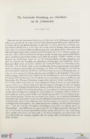 Die historische Forschung am Oberrhein im 18. Jahrhundert