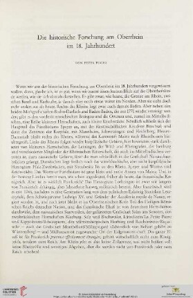 Die historische Forschung am Oberrhein im 18. Jahrhundert