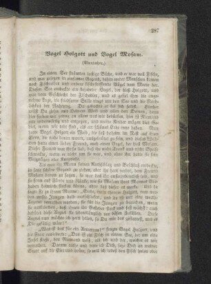 Vogel Holgott und Vogel Mosam.