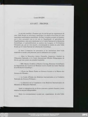 Louis Bazin Avant-Propos