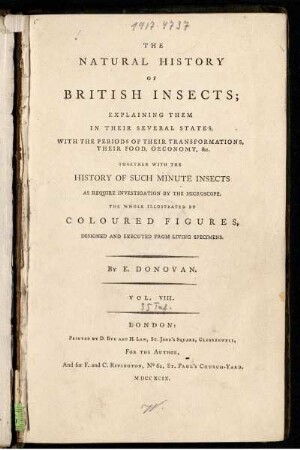 Vol. 8: The Natural History Of British Insects. Vol. VIII.