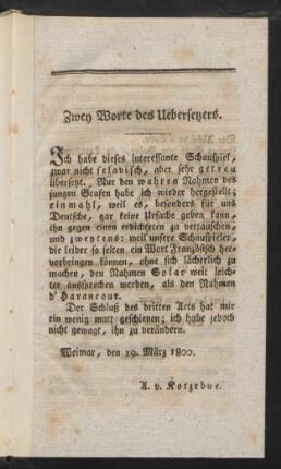 Zwey Worte des Uebersetzers.