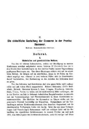 Die einheitliche Gestaltung der Censuren in der Provinz Hannover : [Referat]