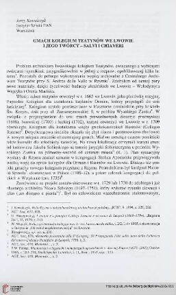 5: Gmach kolegium Teatynów we Lwowie i jego twórcy - Salvi i Chiaveri