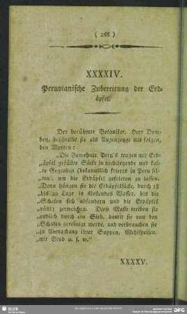 XXXXIV. Peruvianische Zubereitung der Erdäpfel